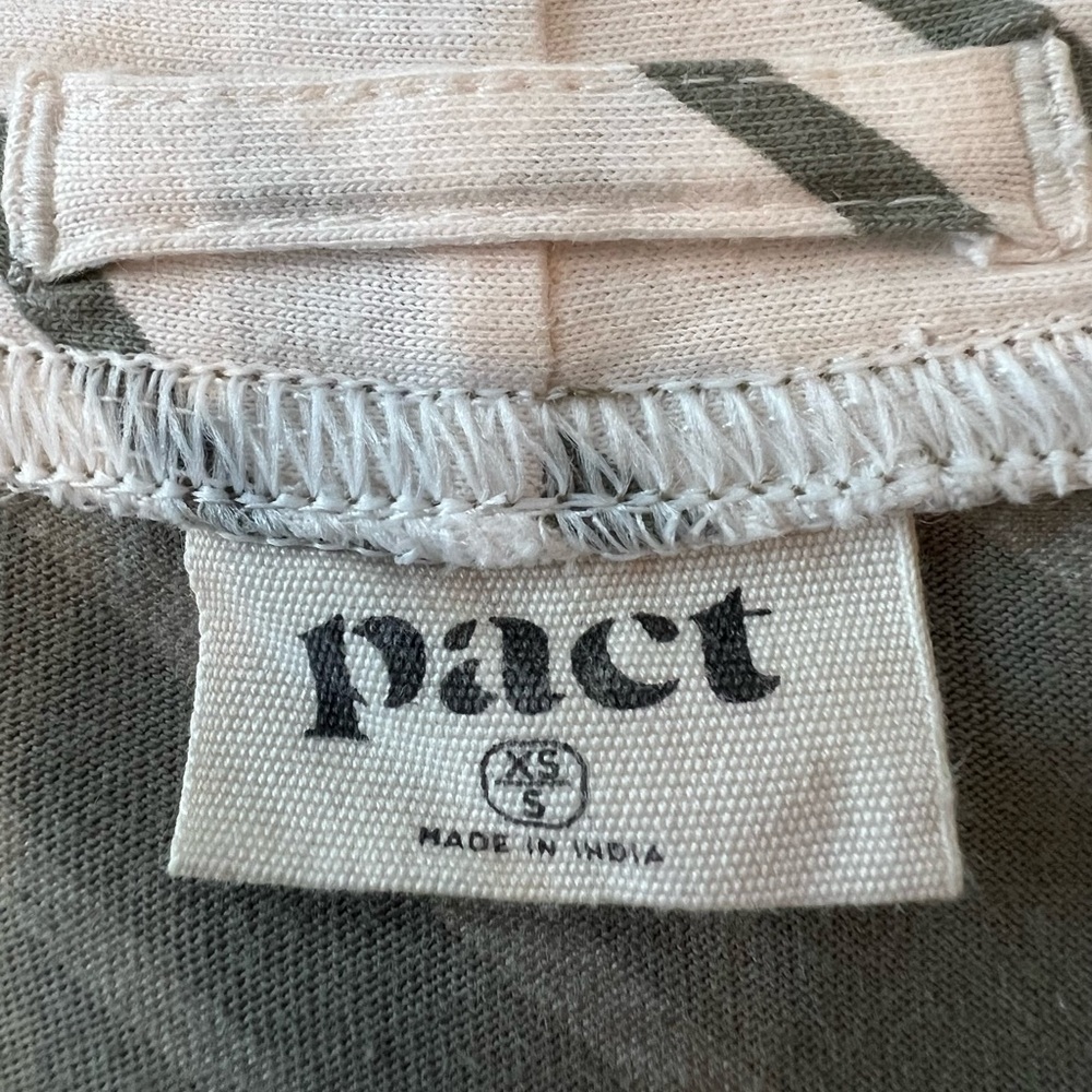 Pact 100% Organic Cotton Olive and Cream Striped Robe 3/4 Sleeve Size XS - Picture 12 of 12